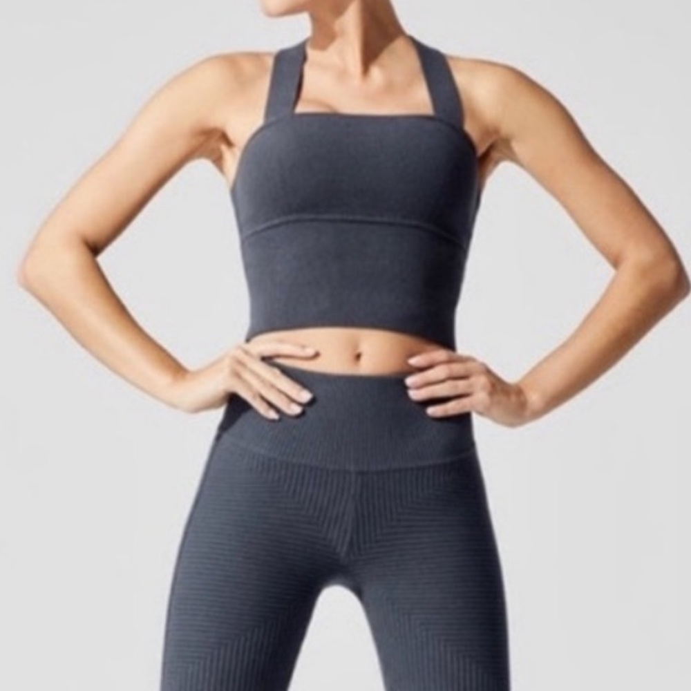 Carbon38 grey ribbed sports bra